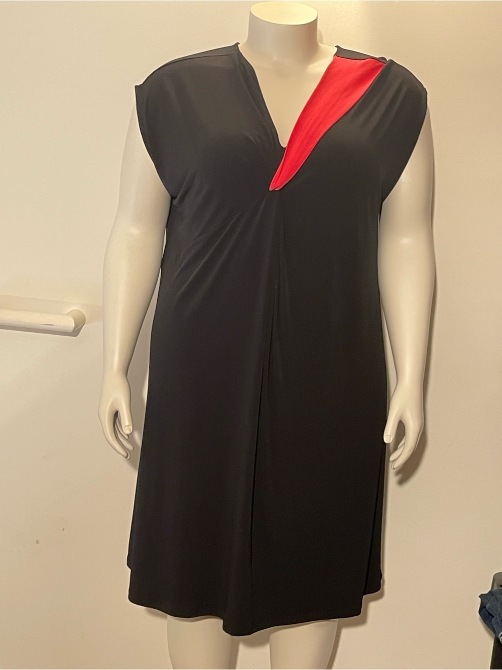 Black Dress with Pink Accent - Women's V-Neck